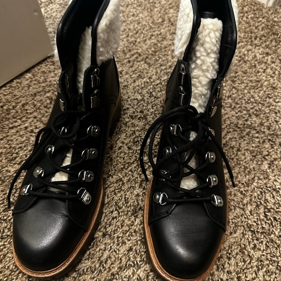 Marc Fisher Isalia Black Multi Leather Boots with box - Picture 3 of 5